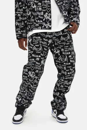 MEDM PATTERN PRINT DENIM PANTS
