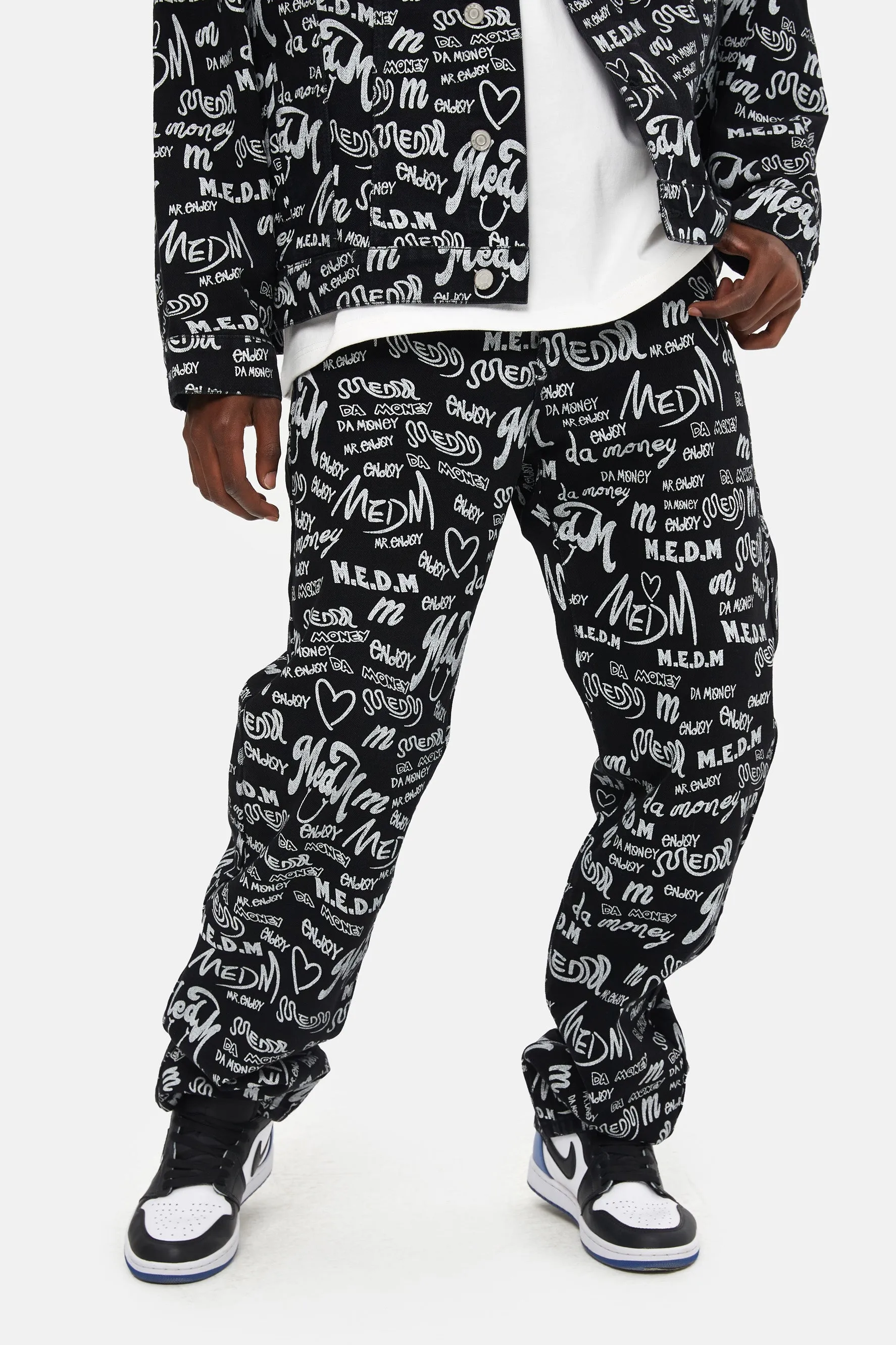MEDM PATTERN PRINT DENIM PANTS