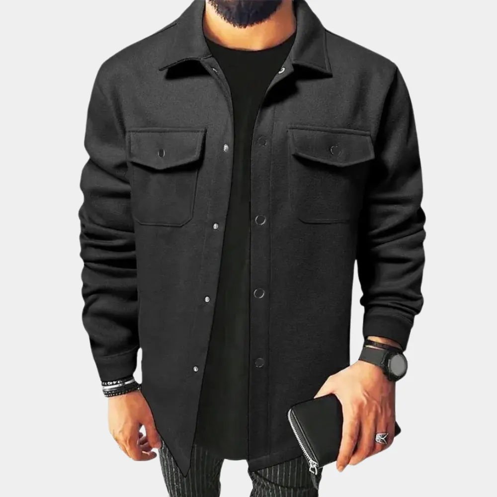 Men’s Overshirt Jacket – Long Sleeve – Button-Up – Chest Pockets – Smart Street Look