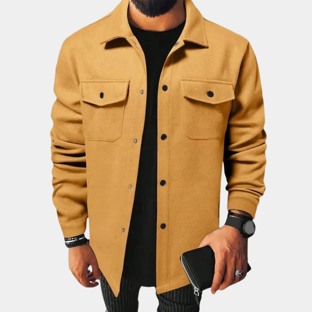 Men’s Overshirt Jacket – Long Sleeve – Button-Up – Chest Pockets – Smart Street Look