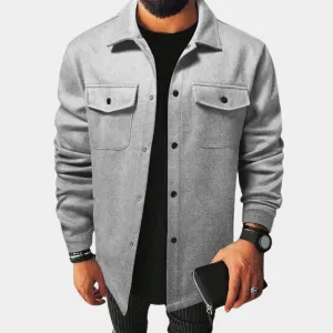 Men’s Overshirt Jacket – Long Sleeve – Button-Up – Chest Pockets – Smart Street Look