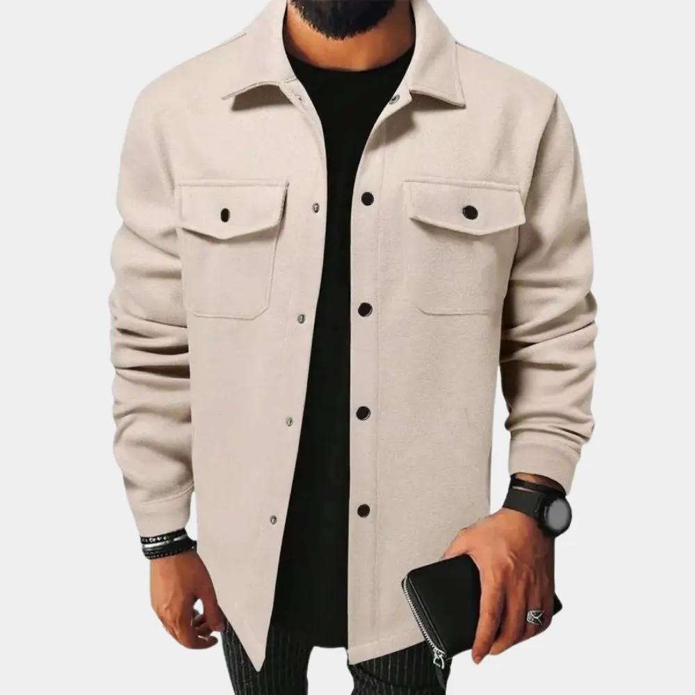 Men’s Overshirt Jacket – Long Sleeve – Button-Up – Chest Pockets – Smart Street Look