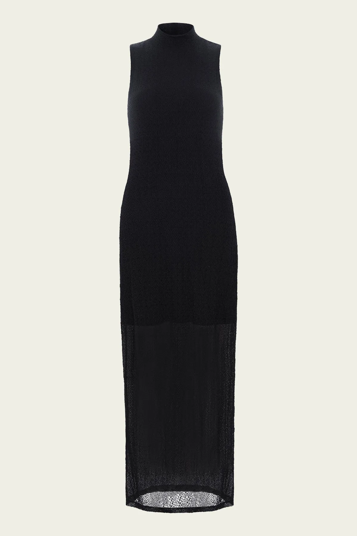Mesh Mockneck Dress in Black