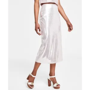 Michael Kors Women Sequined Zebra-Print A-Line Midi Skirt Pink Size XS MSRP $155