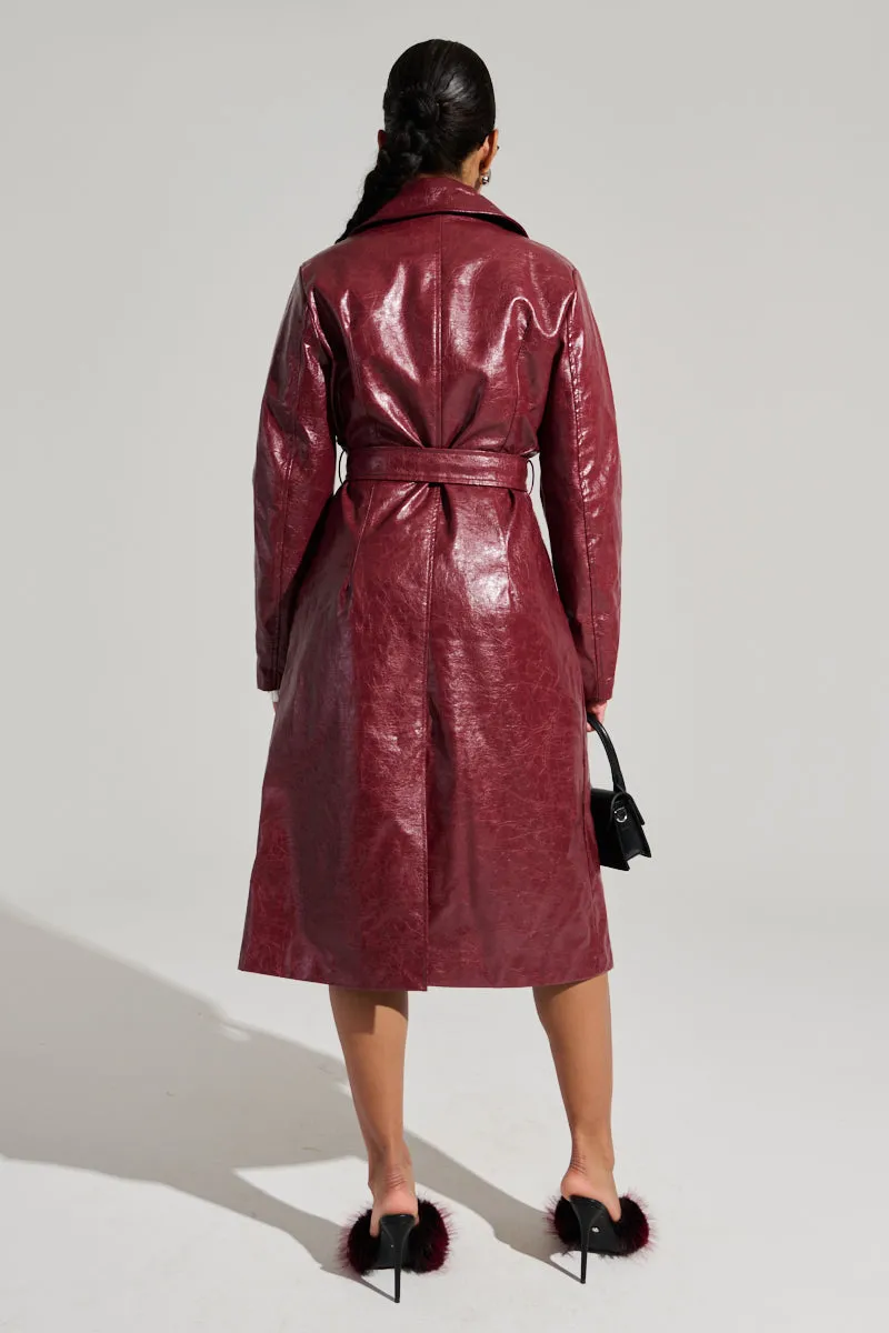 MISA FAUX LEATHER TRENCH