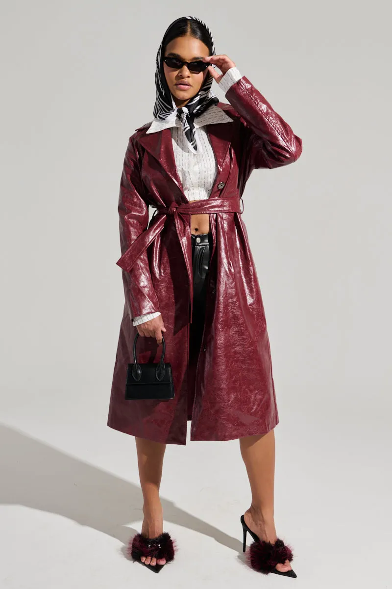 MISA FAUX LEATHER TRENCH