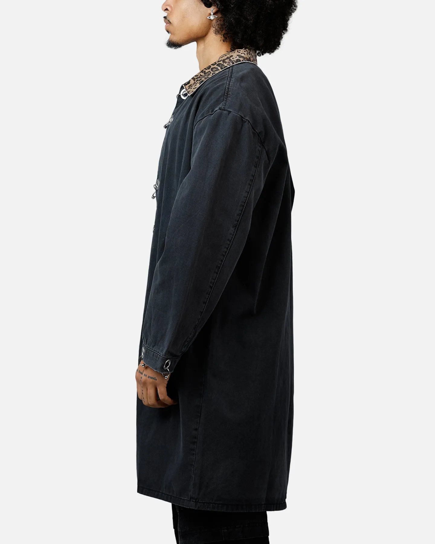 MNML Rusted Trench Coat Jacket Black