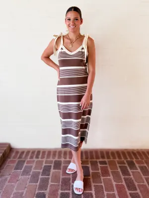 Mocha Striped Midi Dress