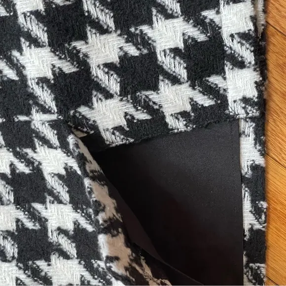 MONARC Anthropologie Houndstooth Tweed Mini/Midi Skirt black white Sz L