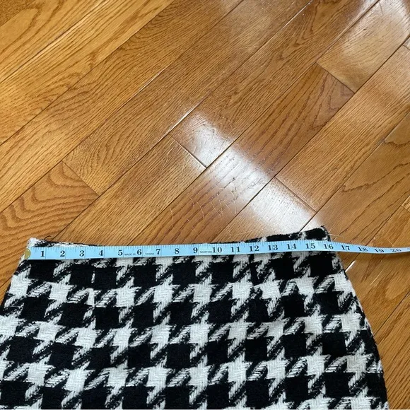 MONARC Anthropologie Houndstooth Tweed Mini/Midi Skirt black white Sz L