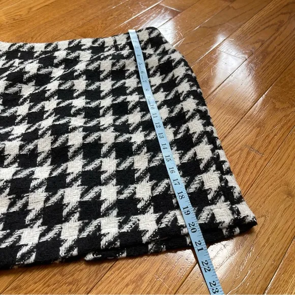 MONARC Anthropologie Houndstooth Tweed Mini/Midi Skirt black white Sz L