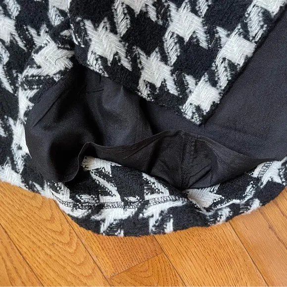 MONARC Anthropologie Houndstooth Tweed Mini/Midi Skirt black white Sz L