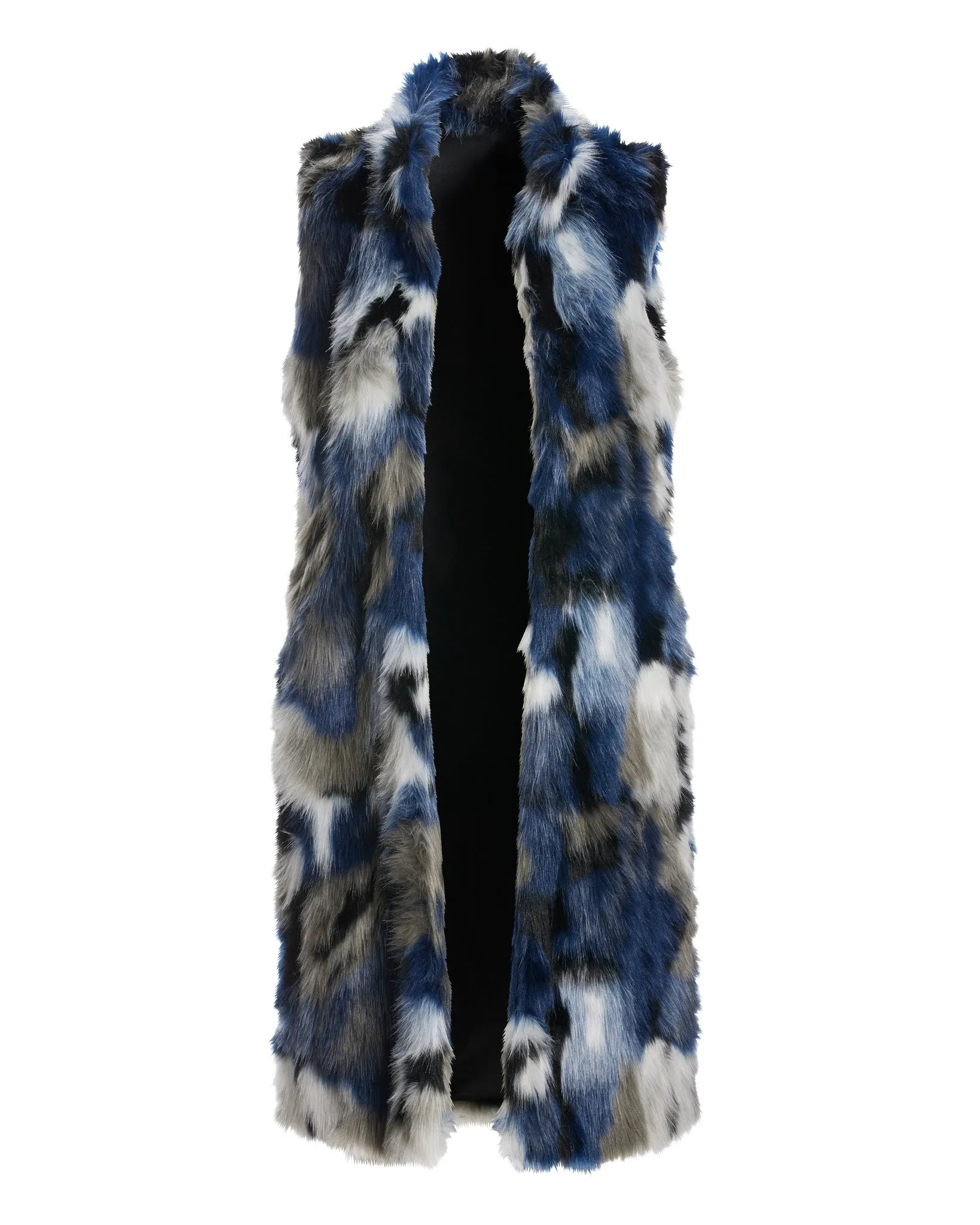 Multi Color Faux Fur Vest Blue Multi