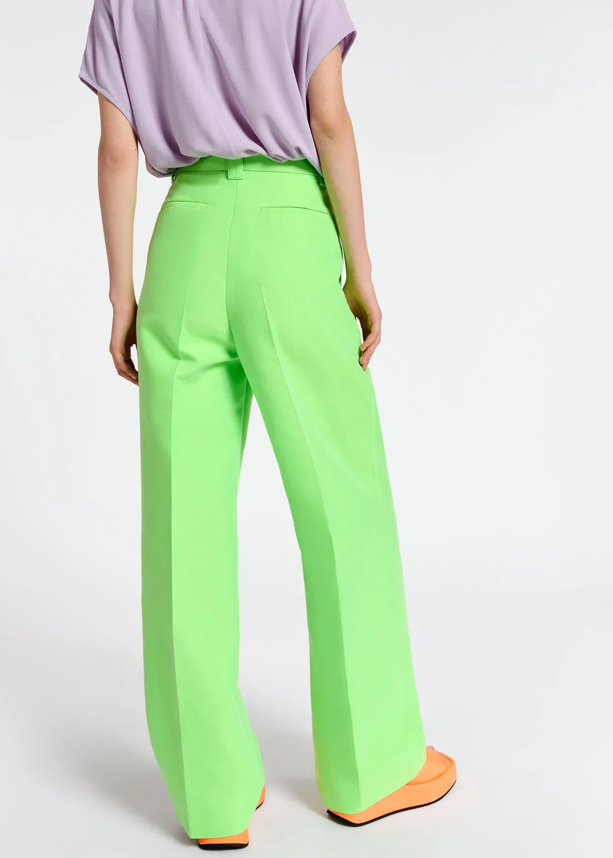 Neon green straight-leg pants
