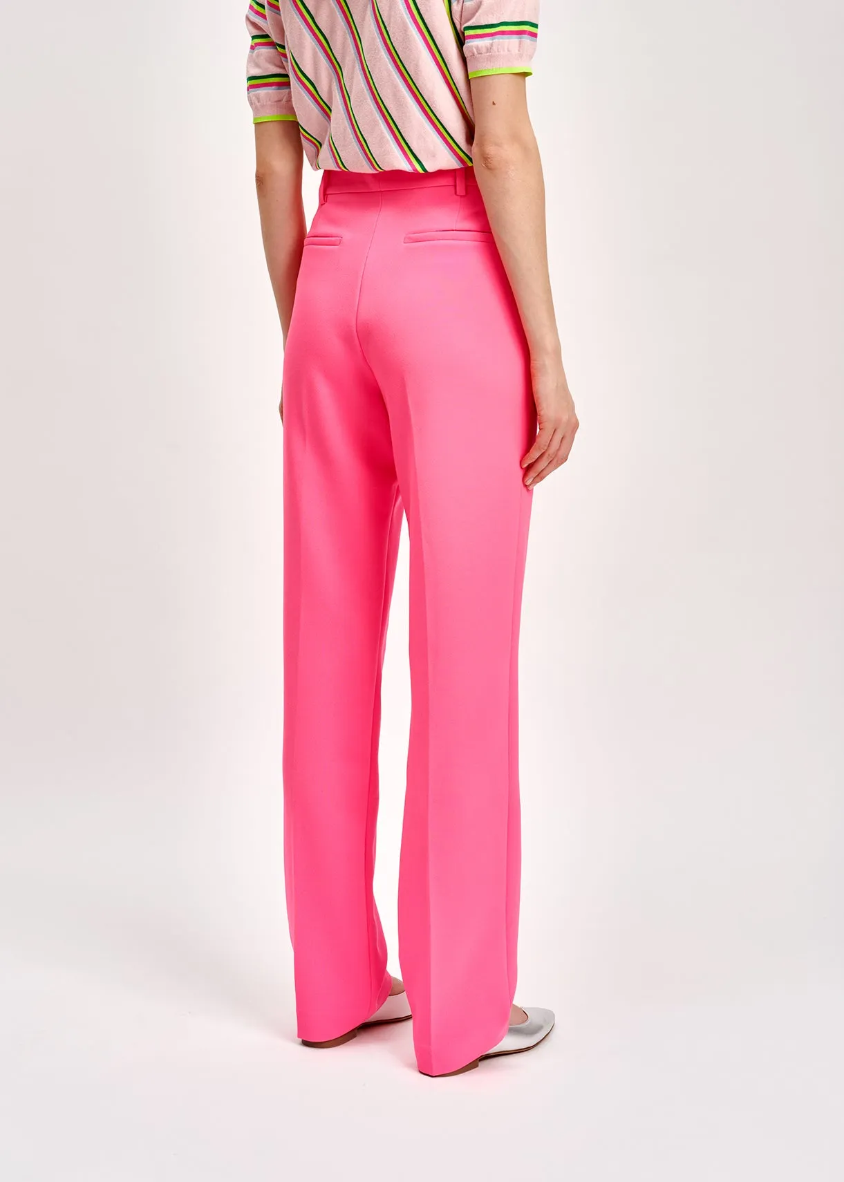 Neon pink straight-leg pants