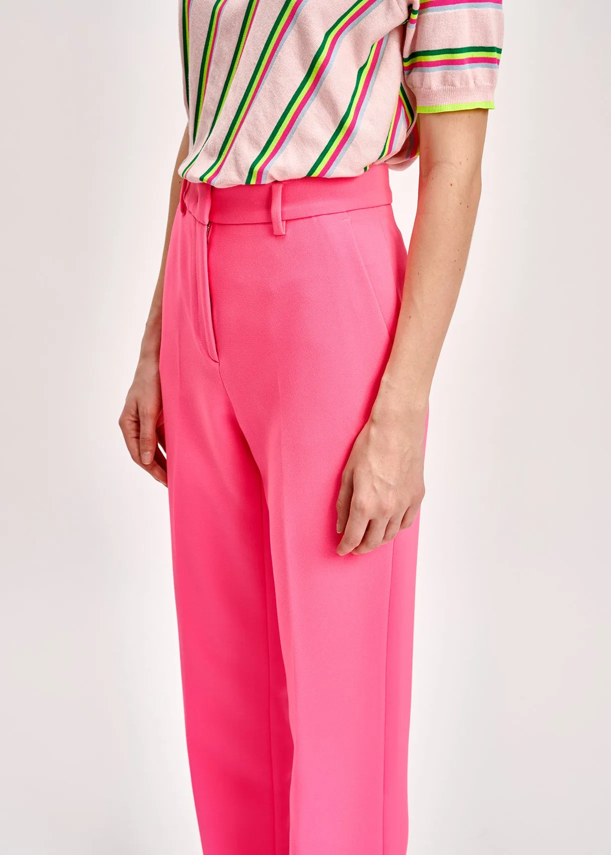 Neon pink straight-leg pants