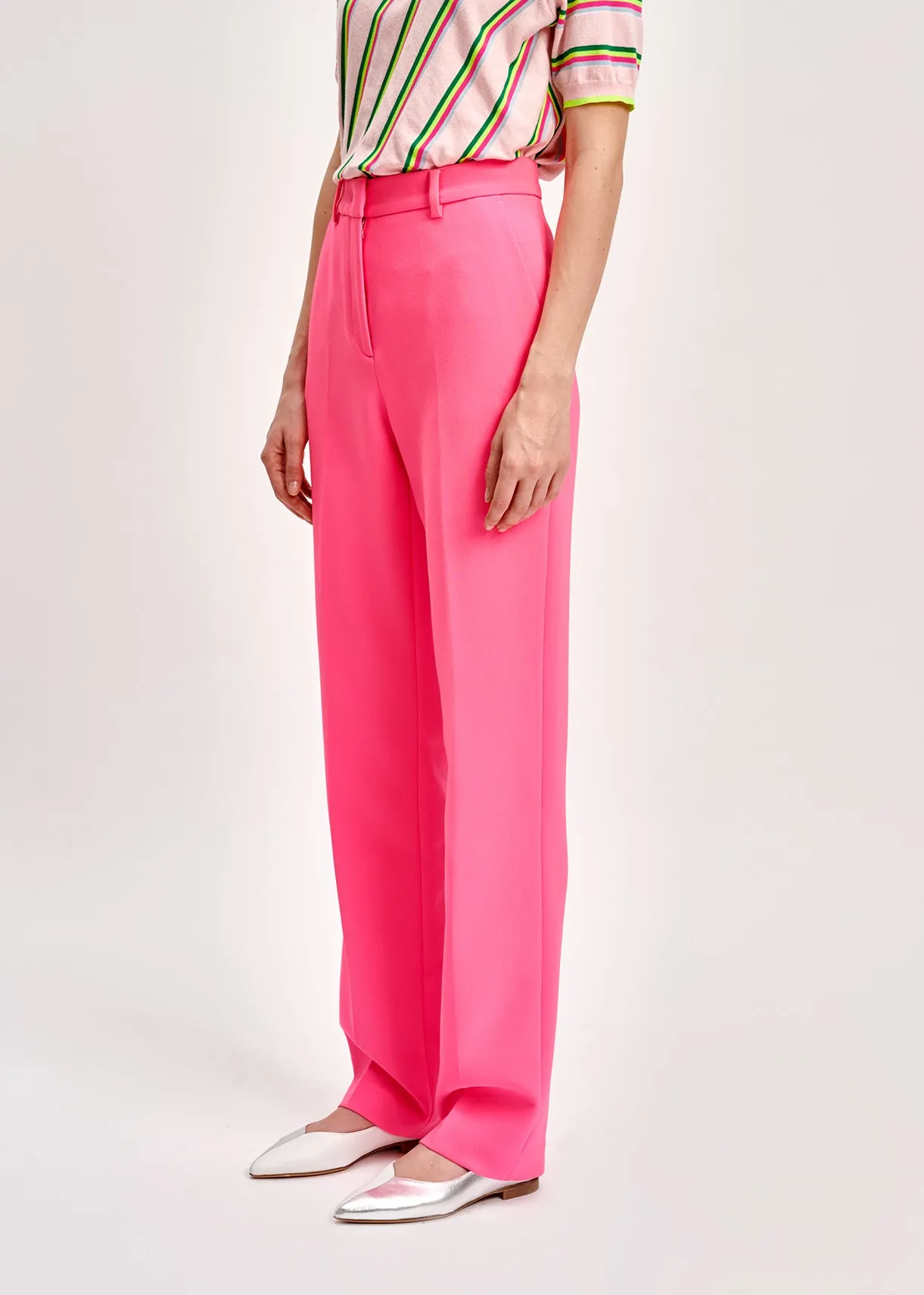 Neon pink straight-leg pants