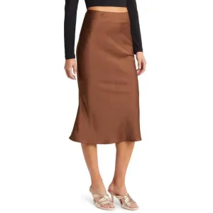 NEW AMYLYNN midi slip skirt in brown