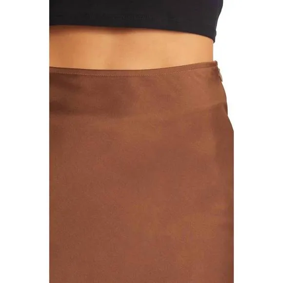 NEW AMYLYNN midi slip skirt in brown