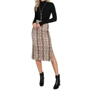 NEW JADE BY JANE python print midi skirt in mocha