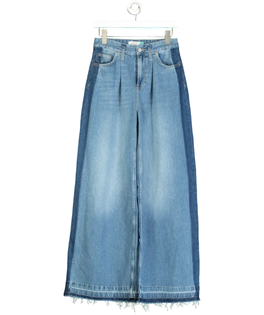 Next Blue Side Stripe Palazzo Wide Leg Jeans UK 6