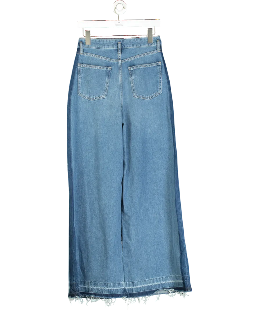 Next Blue Side Stripe Palazzo Wide Leg Jeans UK 6