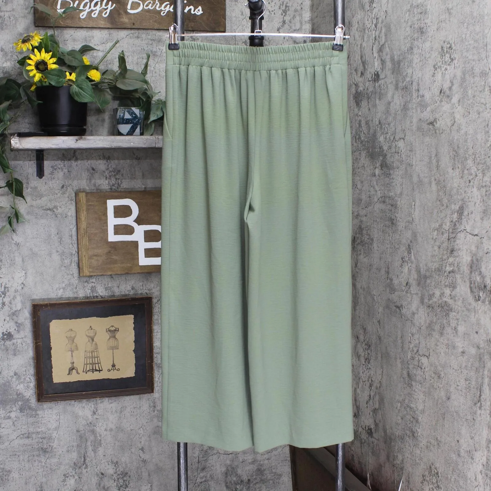 Nine West Womens Wide Leg Elastic Waist Dress Pants 165fa552bcdab7 Green M