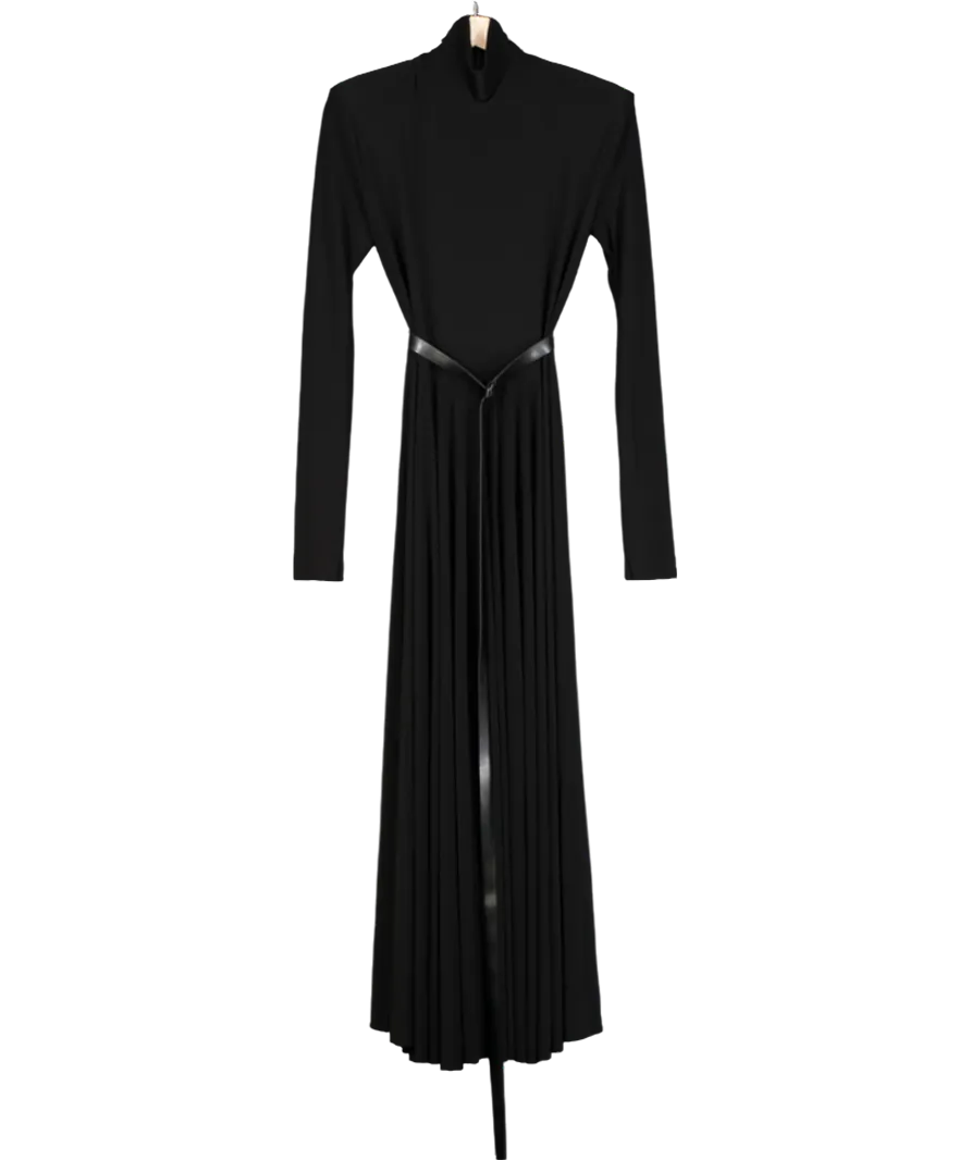 Norma Kamali Black Turtle Neck Midi Dress UK XS