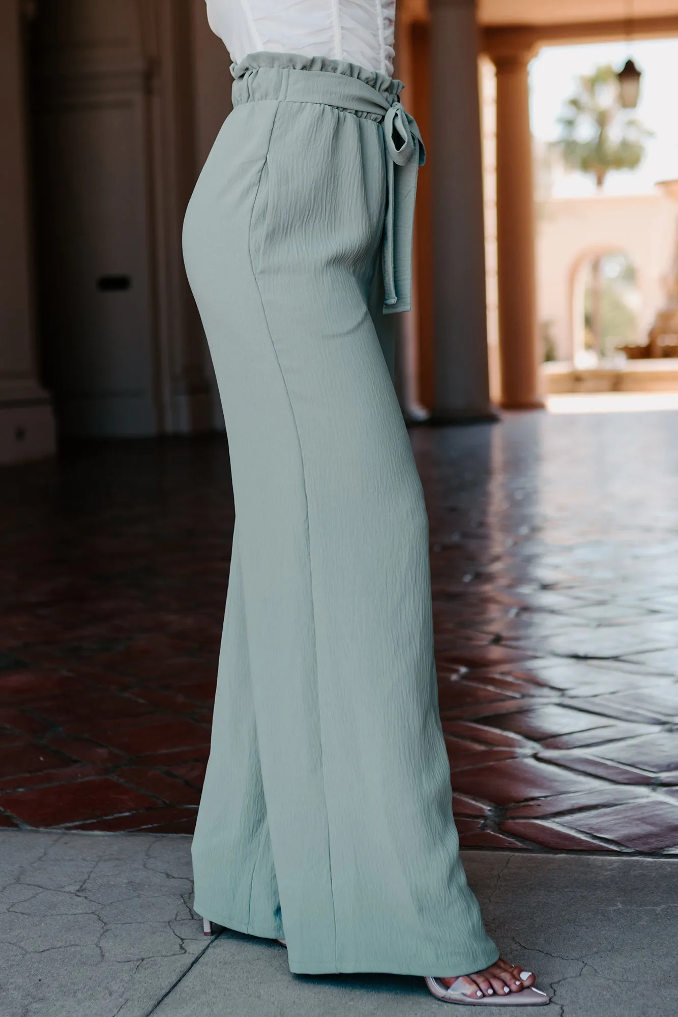 Nothing To Lose High Waisted Wide Leg Pants (Sage)