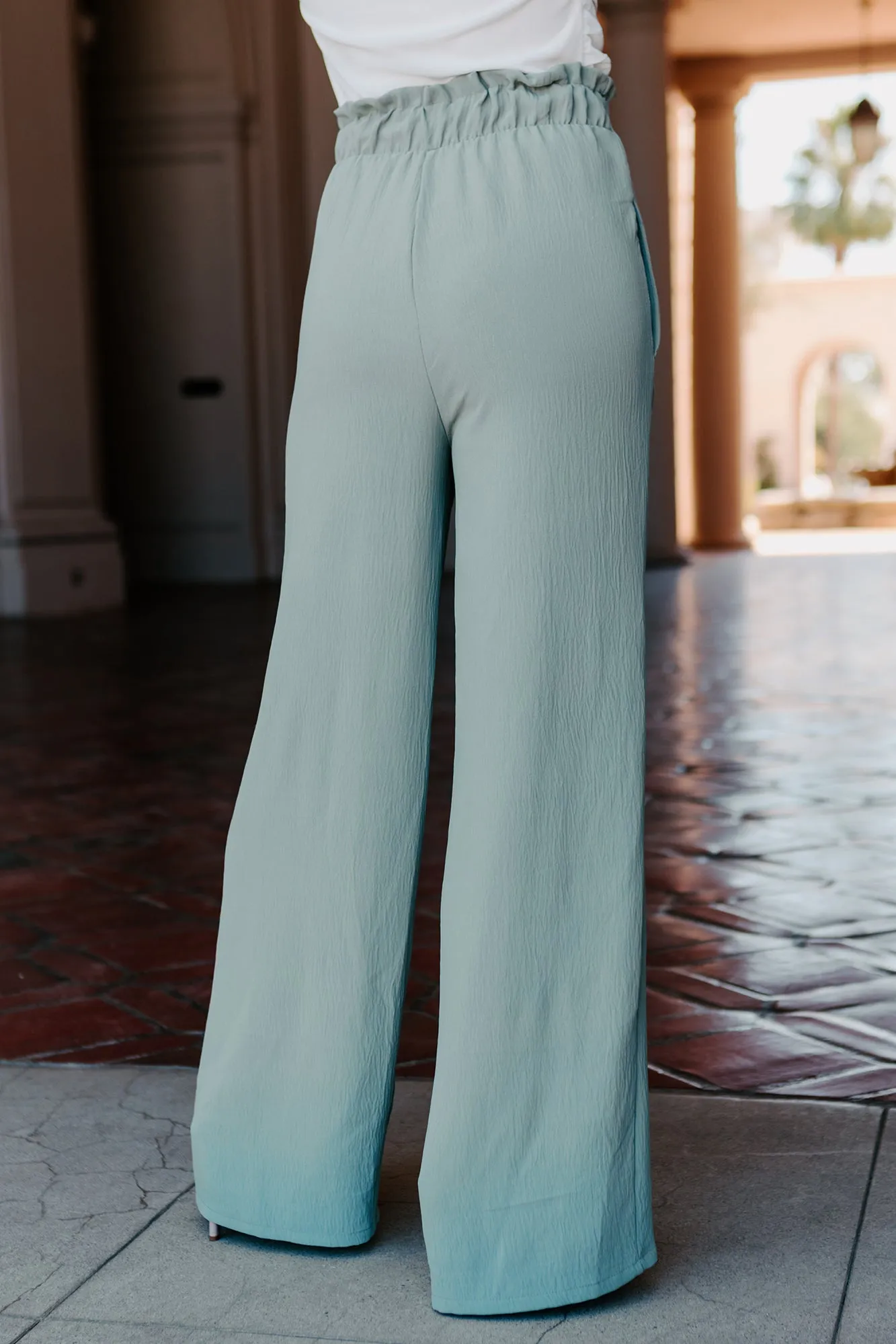 Nothing To Lose High Waisted Wide Leg Pants (Sage)