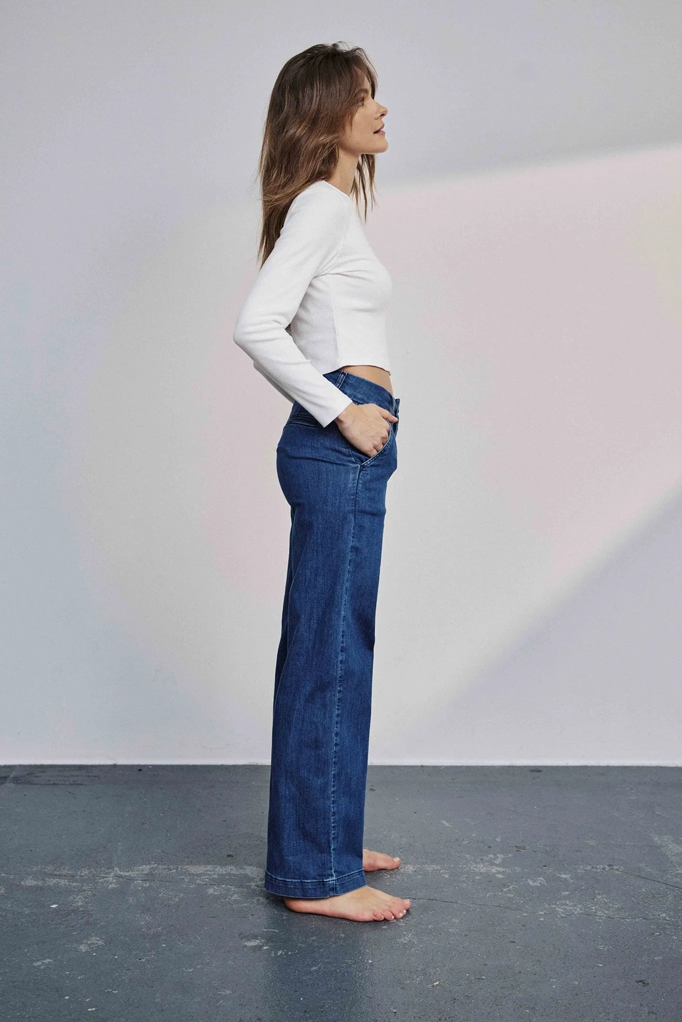 NUAMBER PANTS SHORT - Medium Blue Denim