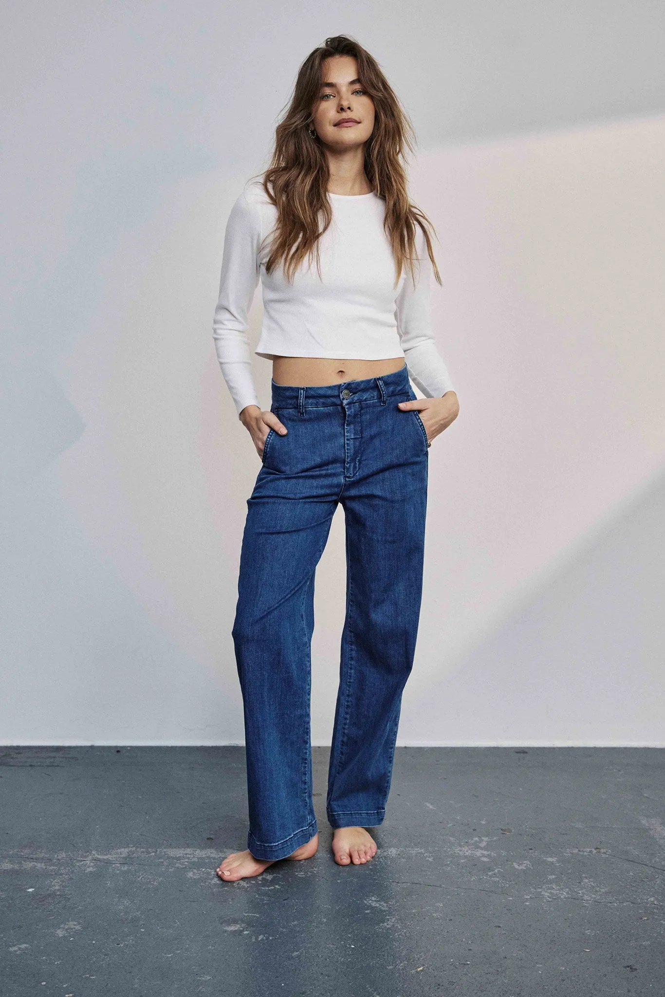 NUAMBER PANTS SHORT - Medium Blue Denim