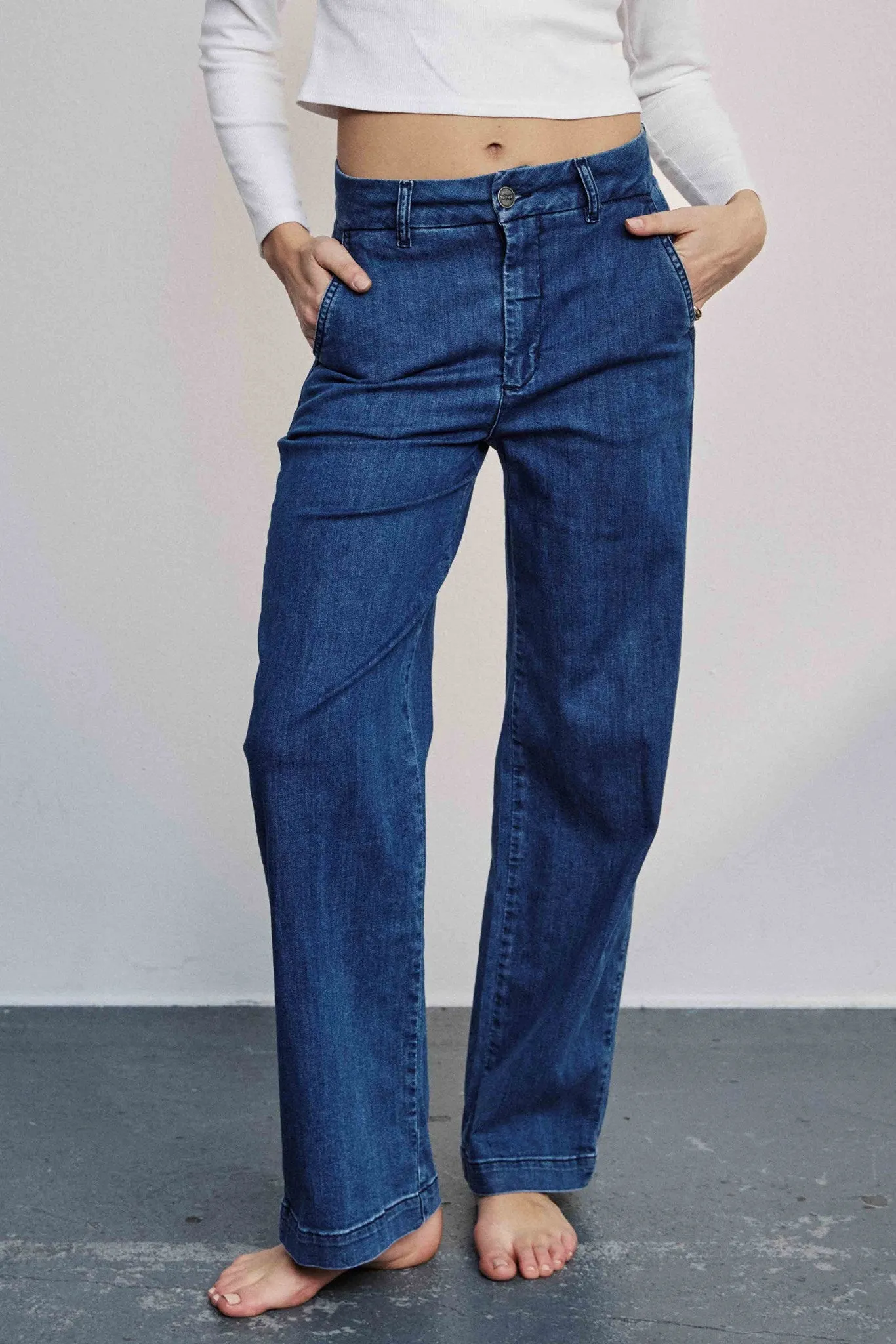 NUAMBER PANTS SHORT - Medium Blue Denim