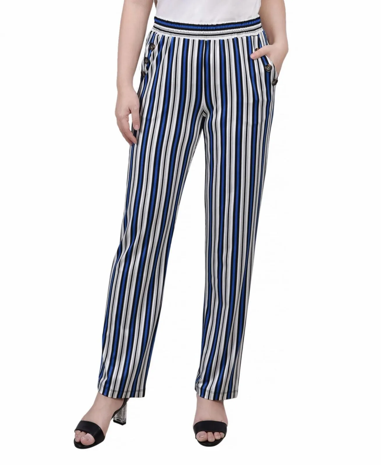 Ny Collection Womens Petite Wide Waist Pull On Pants PITP8615