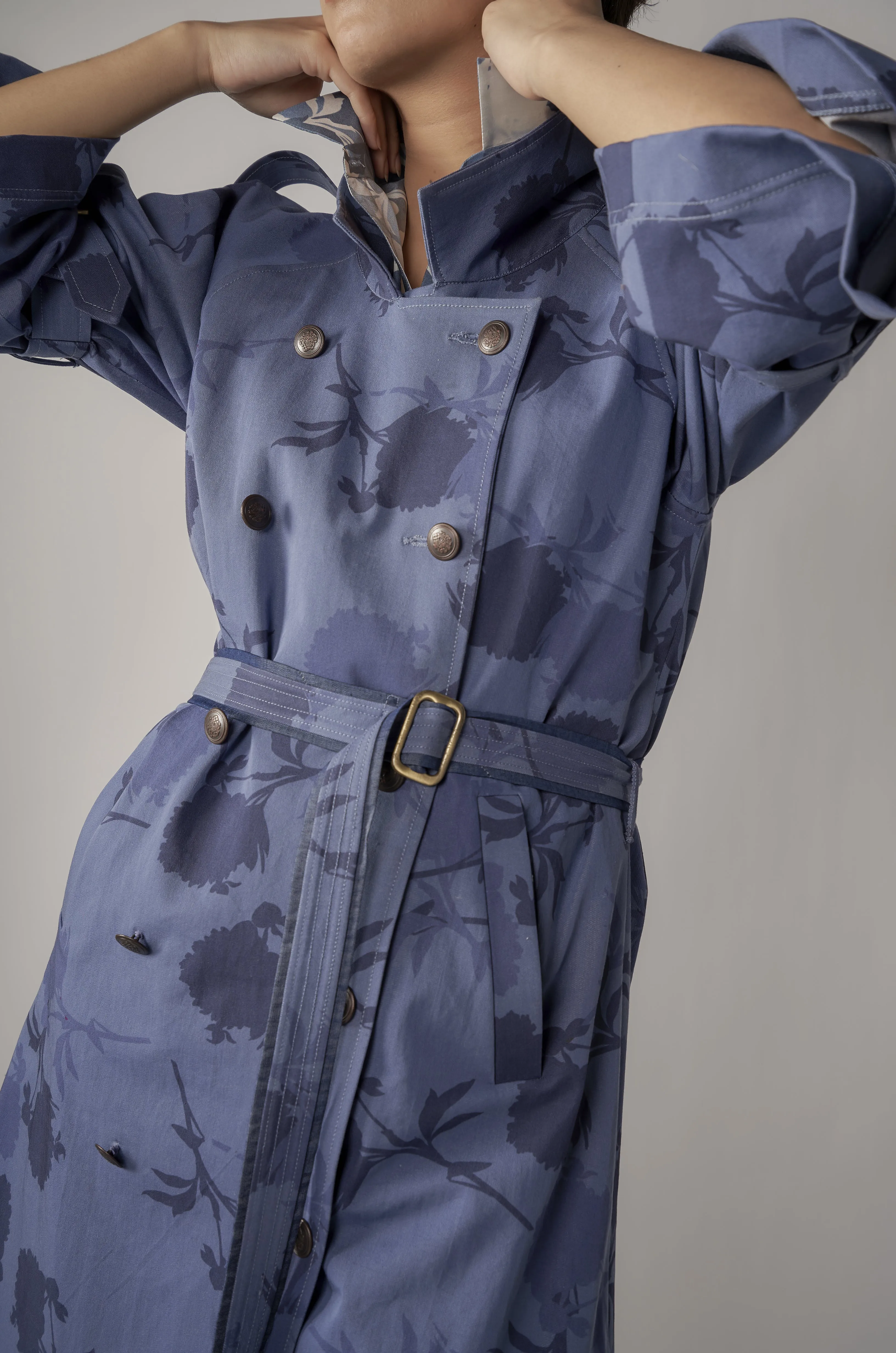 Odette Denim Floral Trench