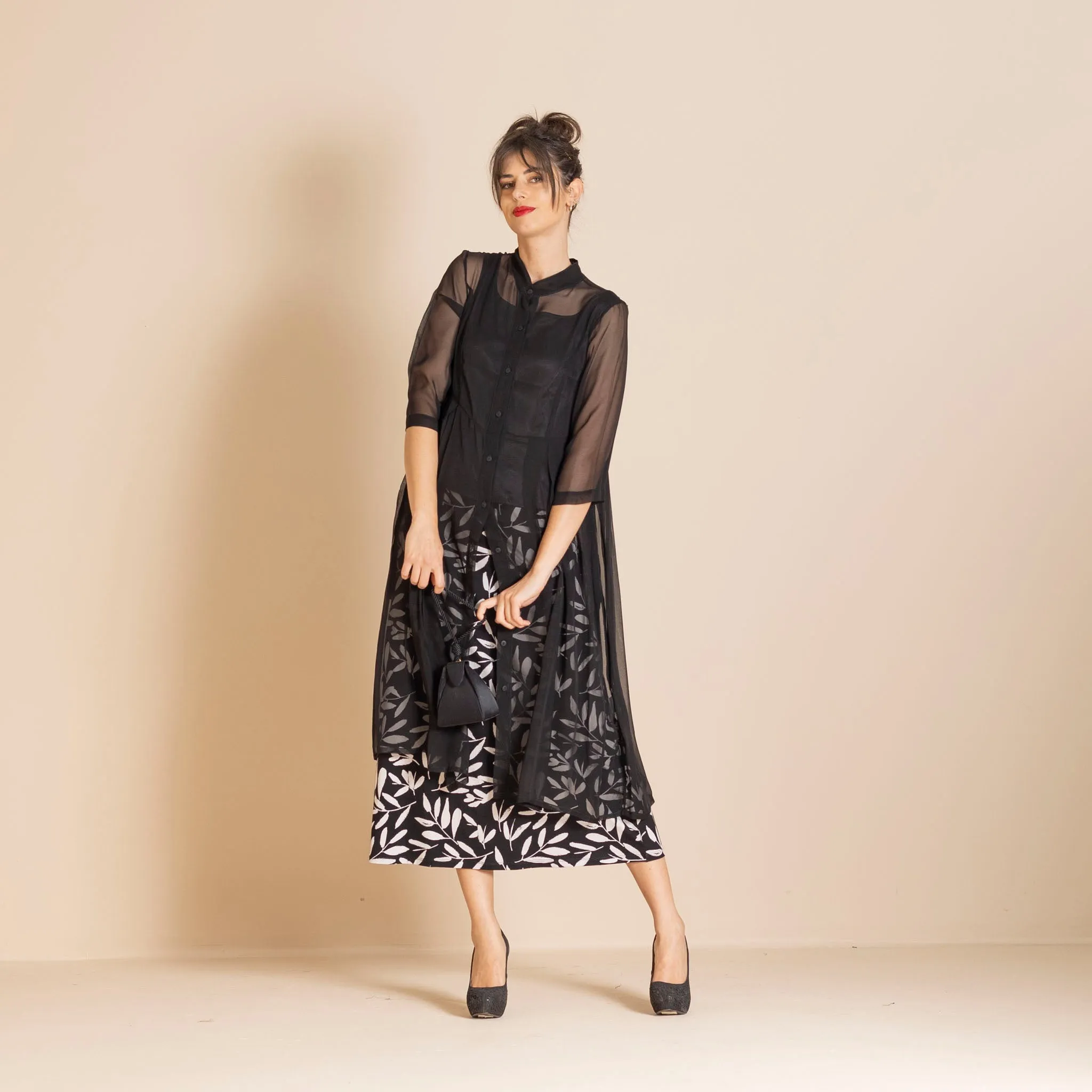 olive leaves a-line skirt