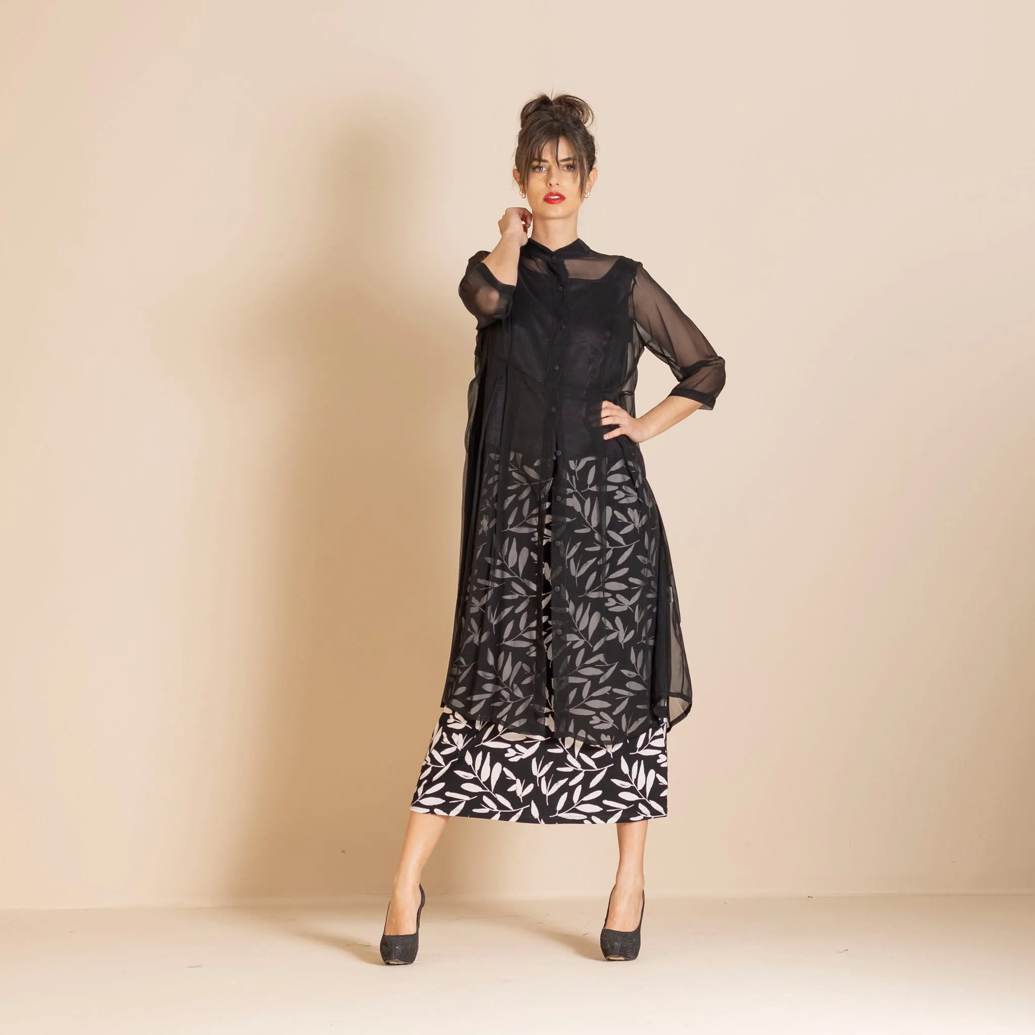 olive leaves a-line skirt