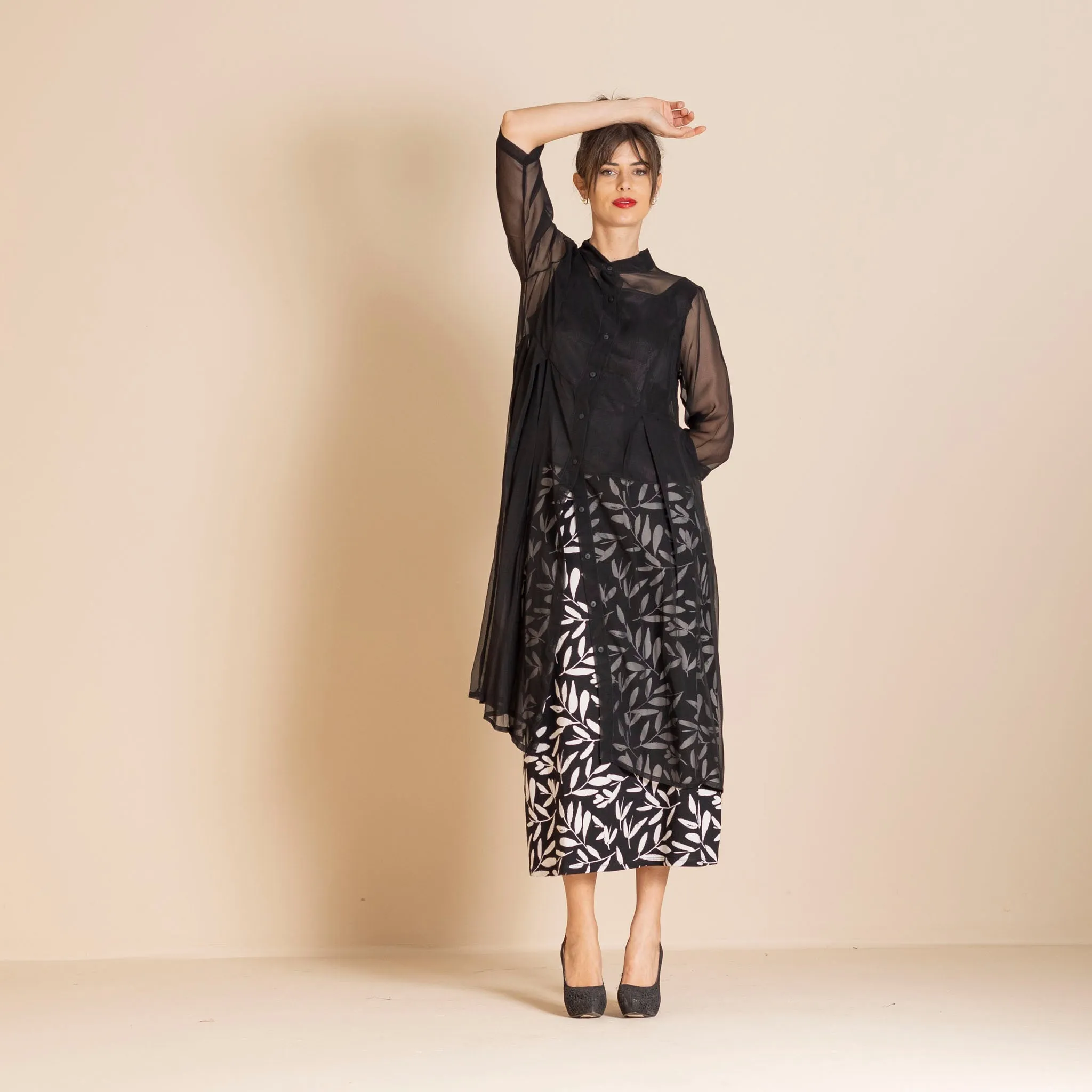 olive leaves a-line skirt