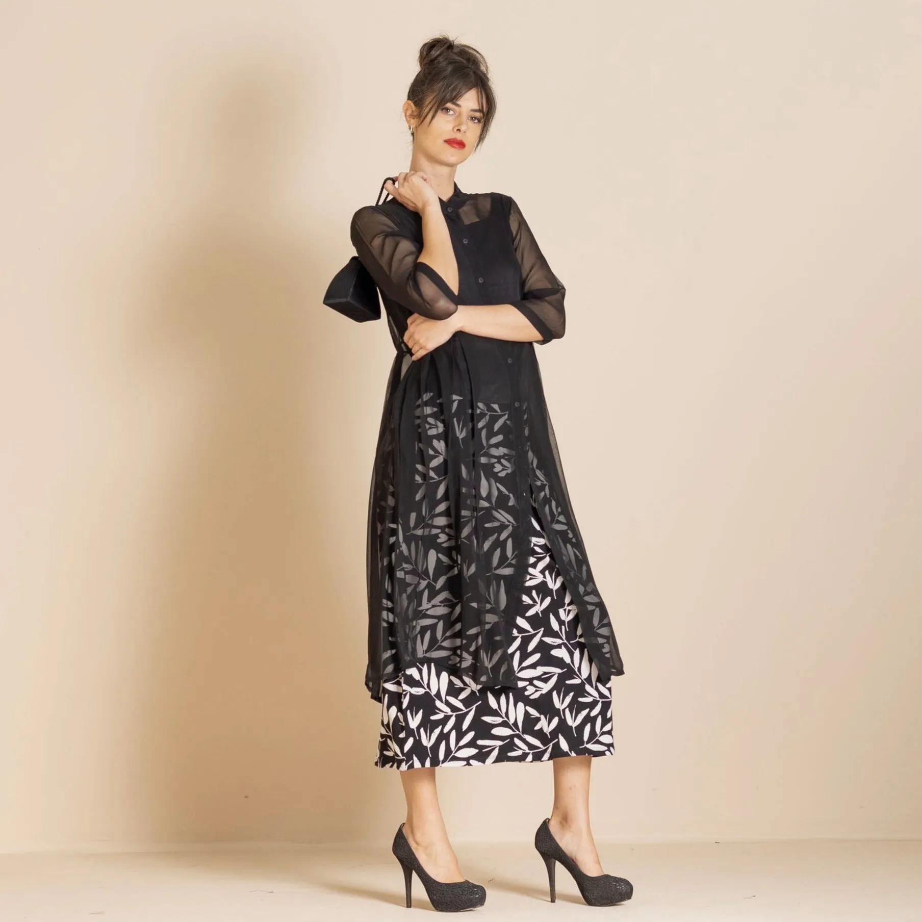 olive leaves a-line skirt