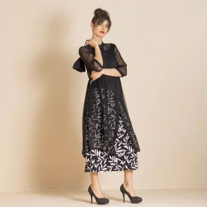 olive leaves a-line skirt