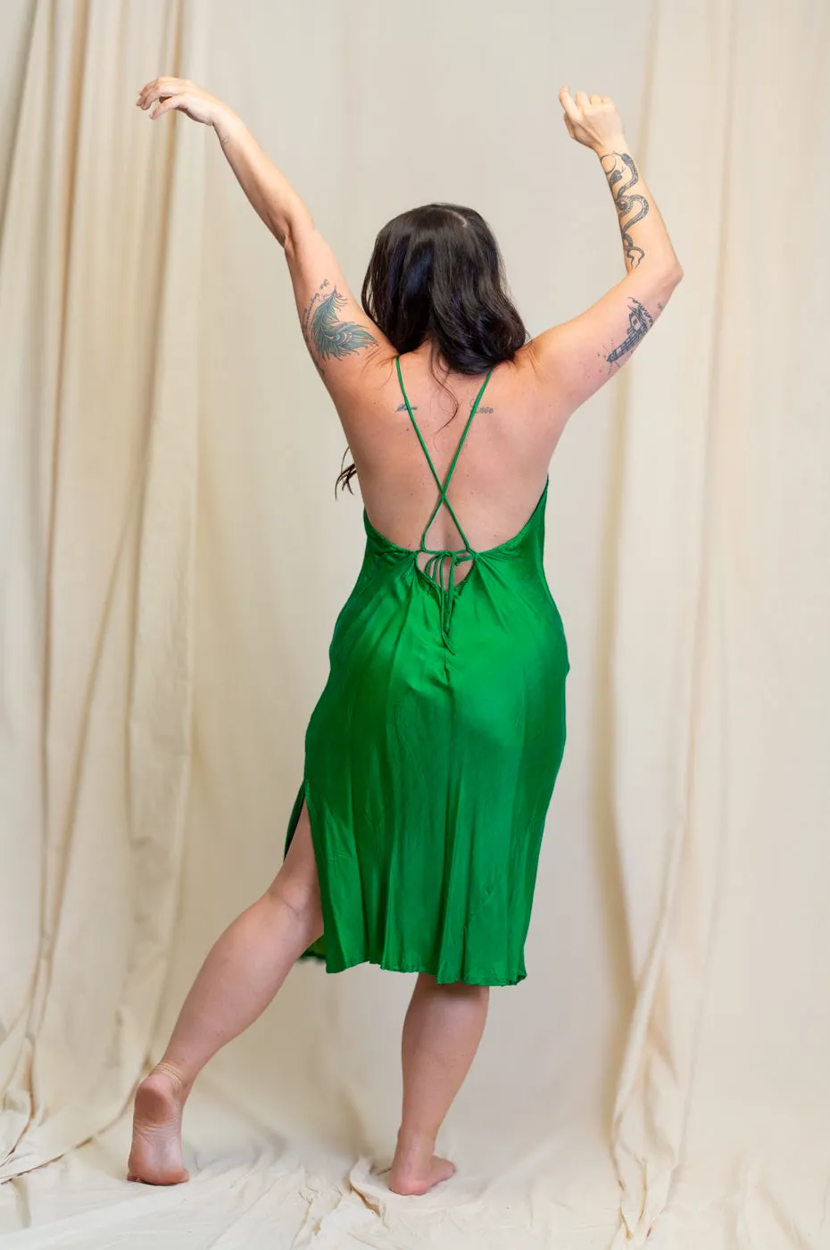 Otomo Silk Slip Low Back Green