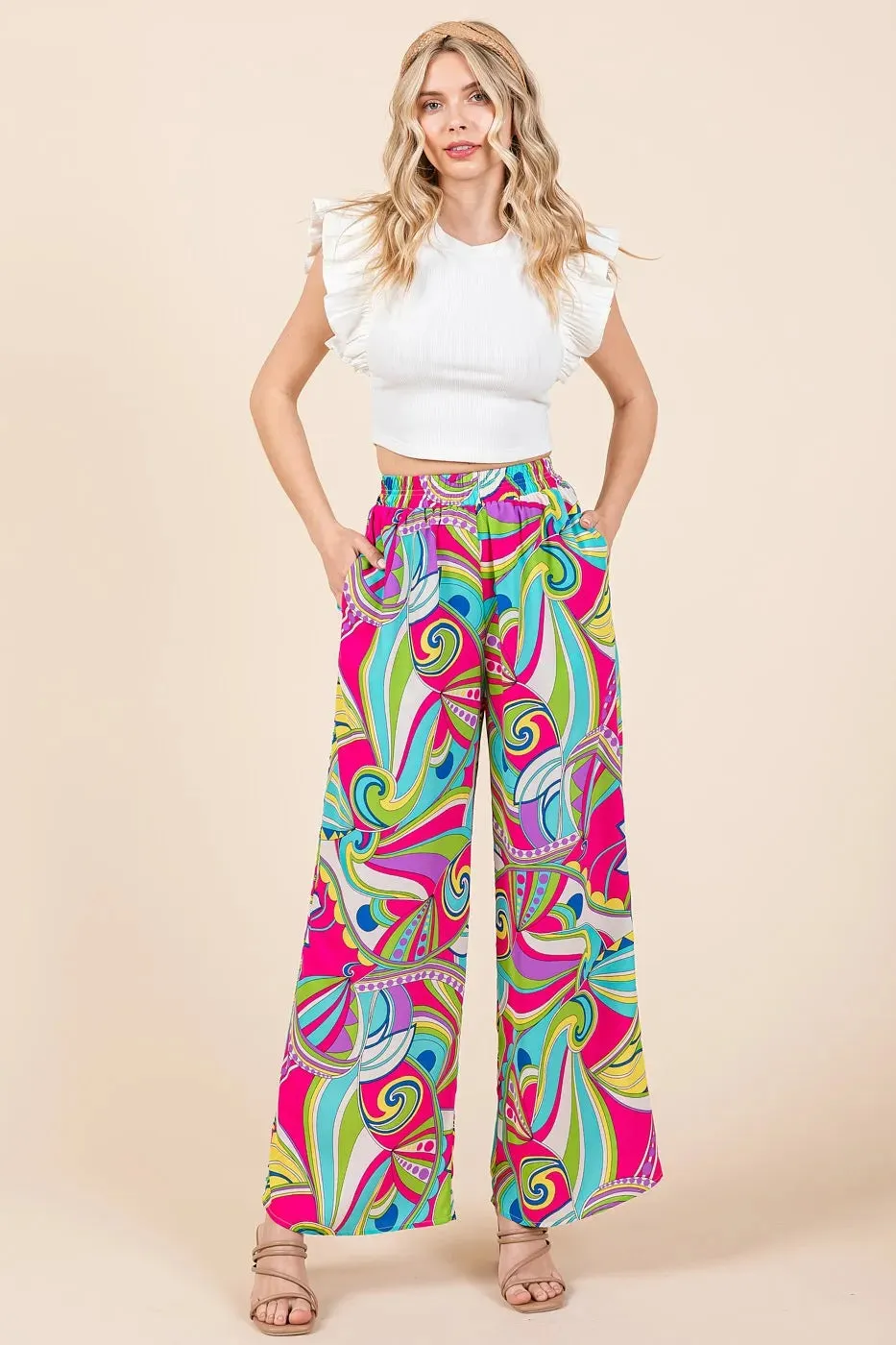 Out of This World Wide Leg Pants in Fuchsia