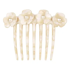 Pearl Camellia French White Alba Twist Comb