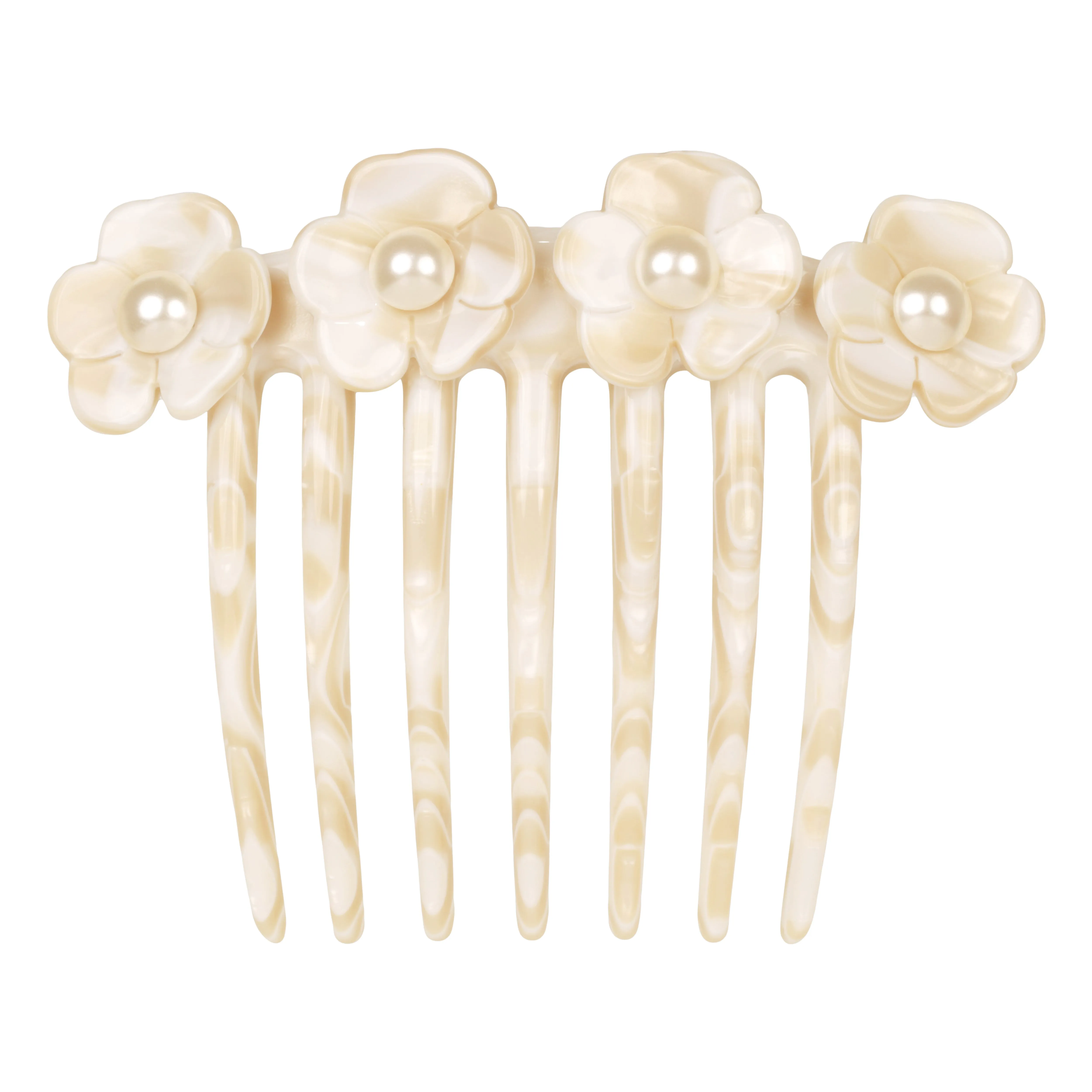 Pearl Camellia French White Alba Twist Comb