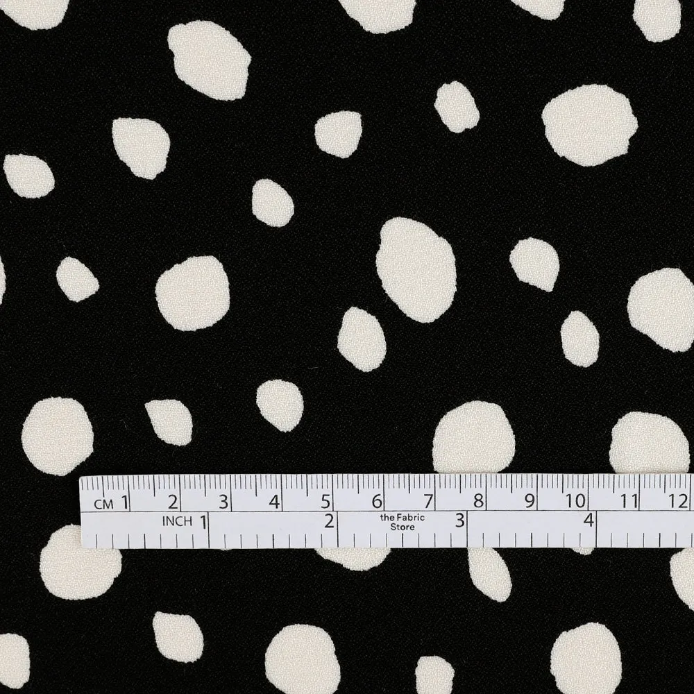 Pebble Spot Viscose / Rayon Crepe - Black
