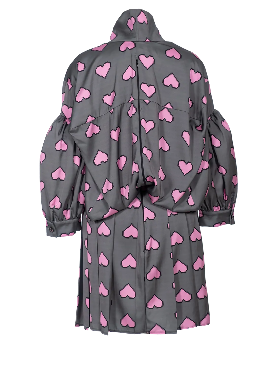 Pixel Hearts-print Box Dress With Scarf