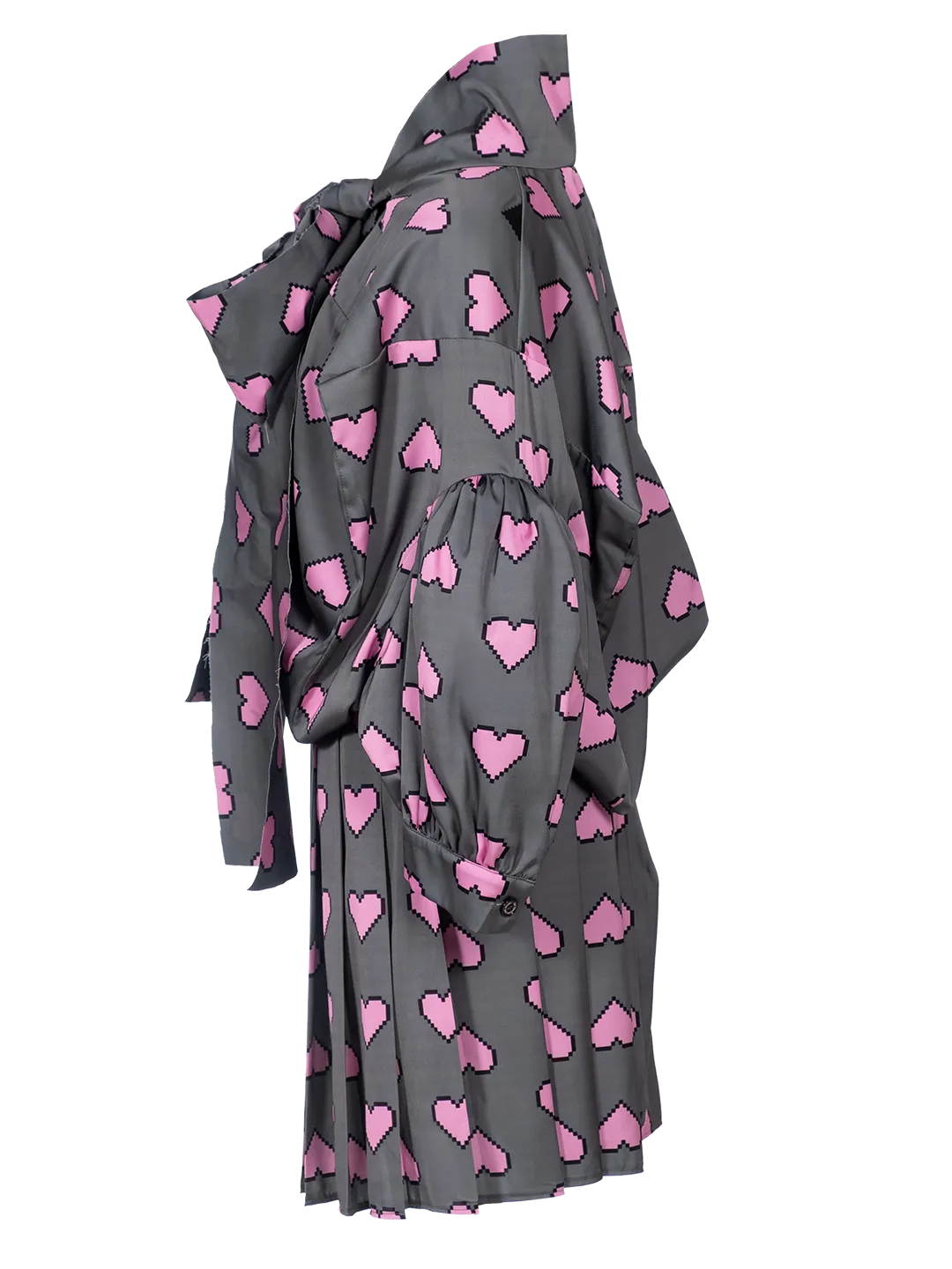 Pixel Hearts-print Box Dress With Scarf