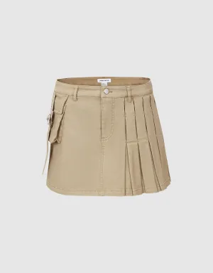 Pleated Mini A-Line Skirt