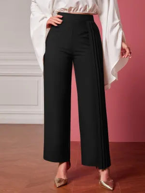 Pleated Panel Straight Leg Pants