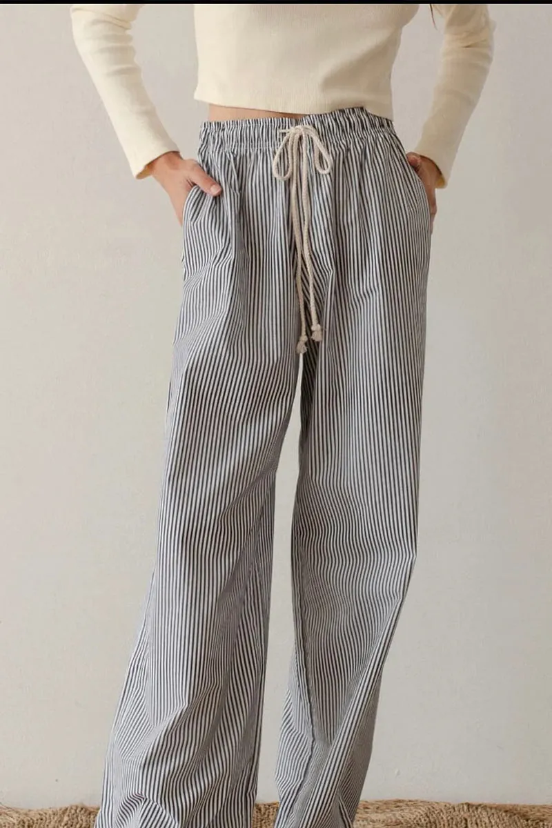 PN0142 Stripe Wide Leg Pants